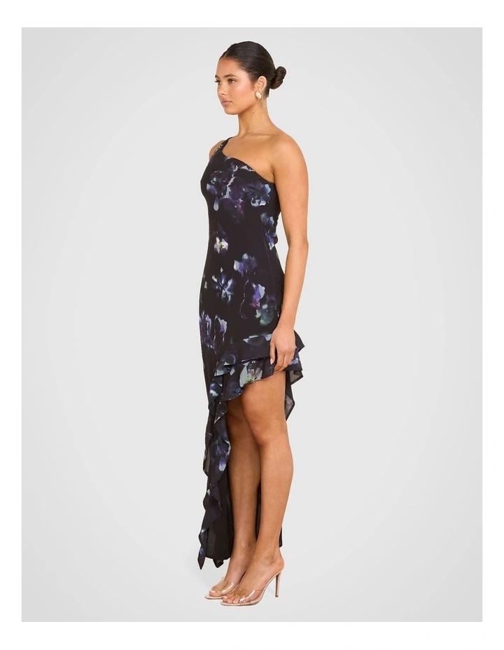 Lara Ruffle One Shoulder Dress in Black image 3