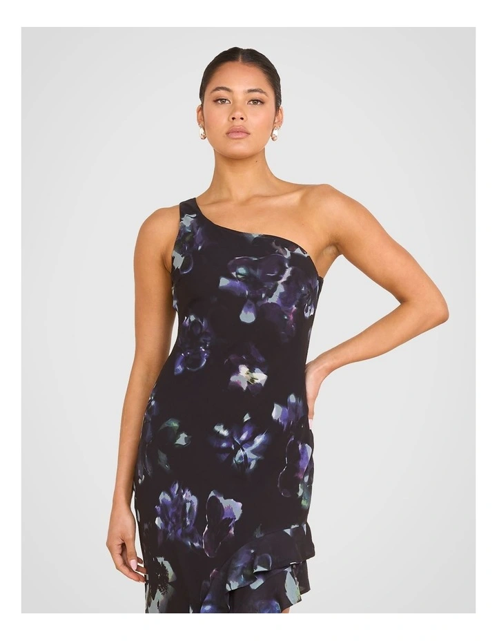 Lara Ruffle One Shoulder Dress in Black image 4