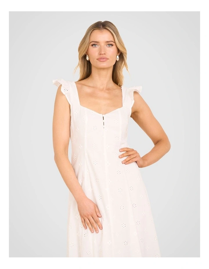 Kia Broderie Anglaise Dress in White image 5