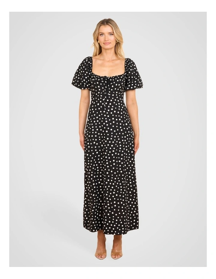 Kit Puff Sleeve Midi Dress in Multi image 1