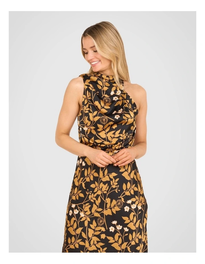 Adina Satin Midi Dress in Multi image 4