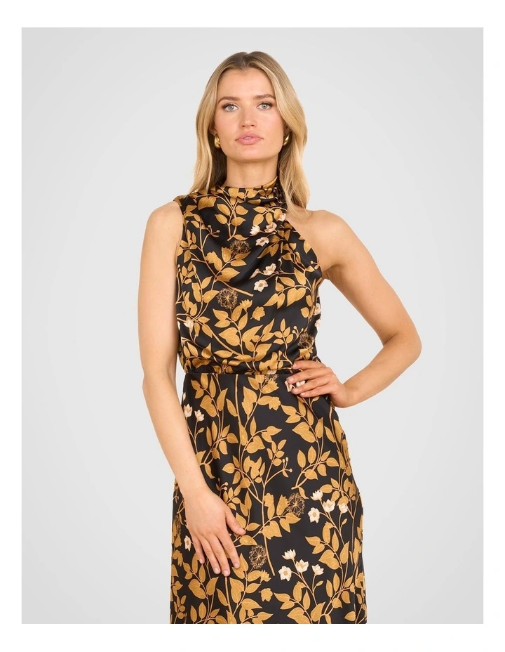 Adina Satin Midi Dress in Multi image 5