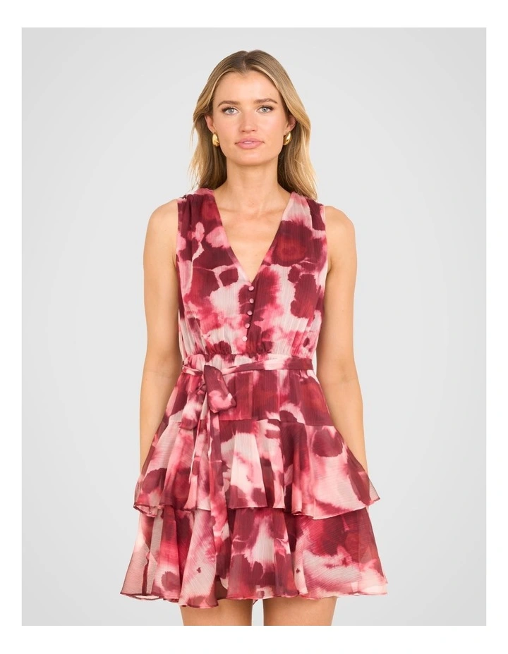 Maiah Frill Tiered Mini Dress in Multi image 1