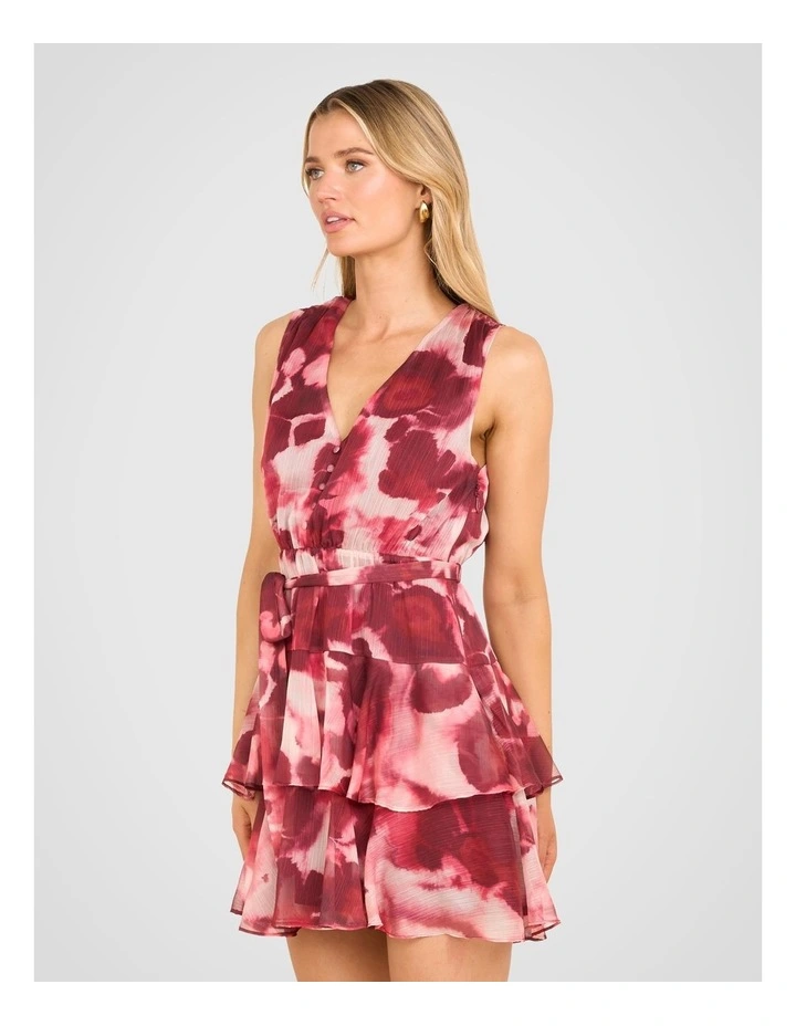 Maiah Frill Tiered Mini Dress in Multi image 3