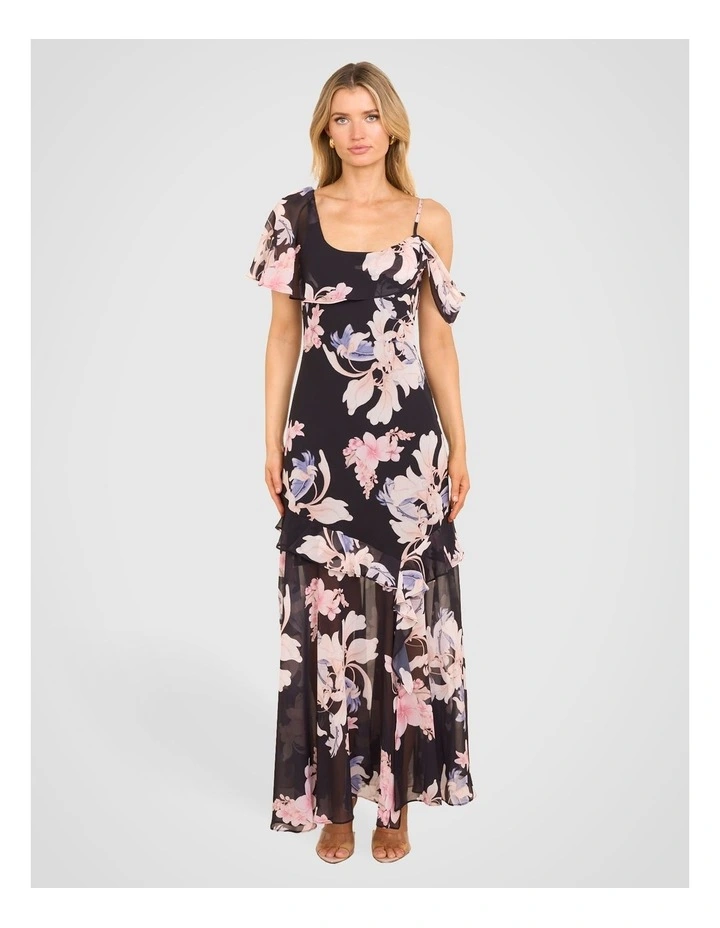 Minka Drape Neck Midi Dress in Multi image 1