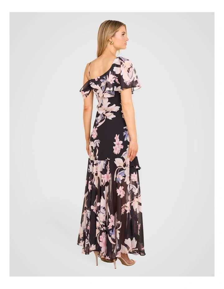 Minka Drape Neck Midi Dress in Multi image 2