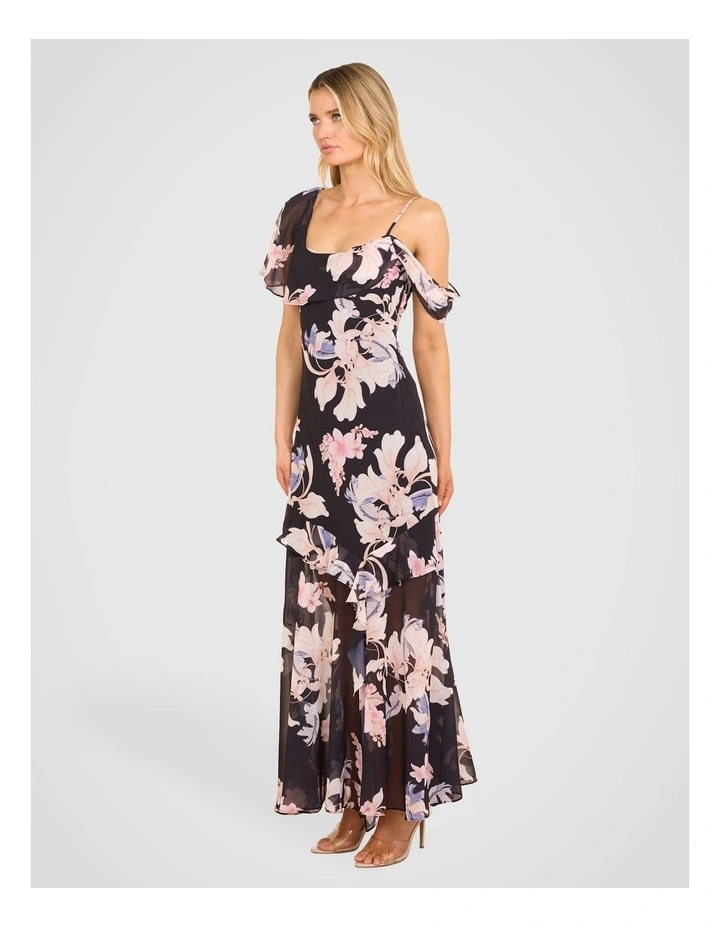 Minka Drape Neck Midi Dress in Multi image 3