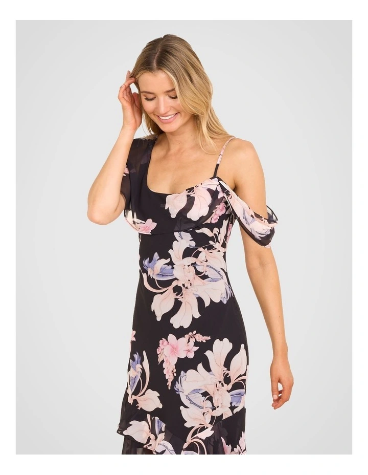 Minka Drape Neck Midi Dress in Multi image 5