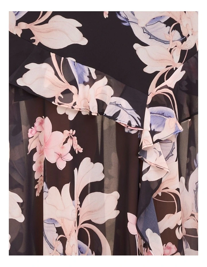 Minka Drape Neck Midi Dress in Multi image 6