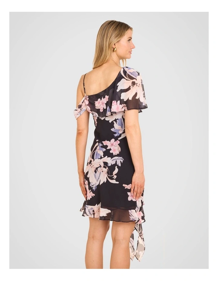 Anika Drape Neck Mini Dress in Multi image 2