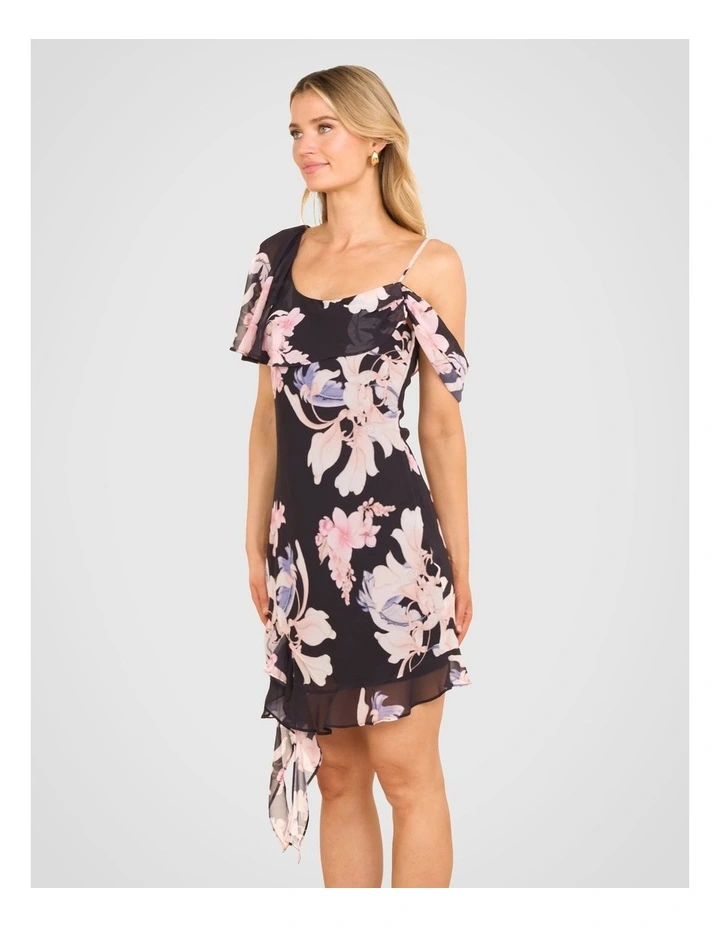 Anika Drape Neck Mini Dress in Multi image 3