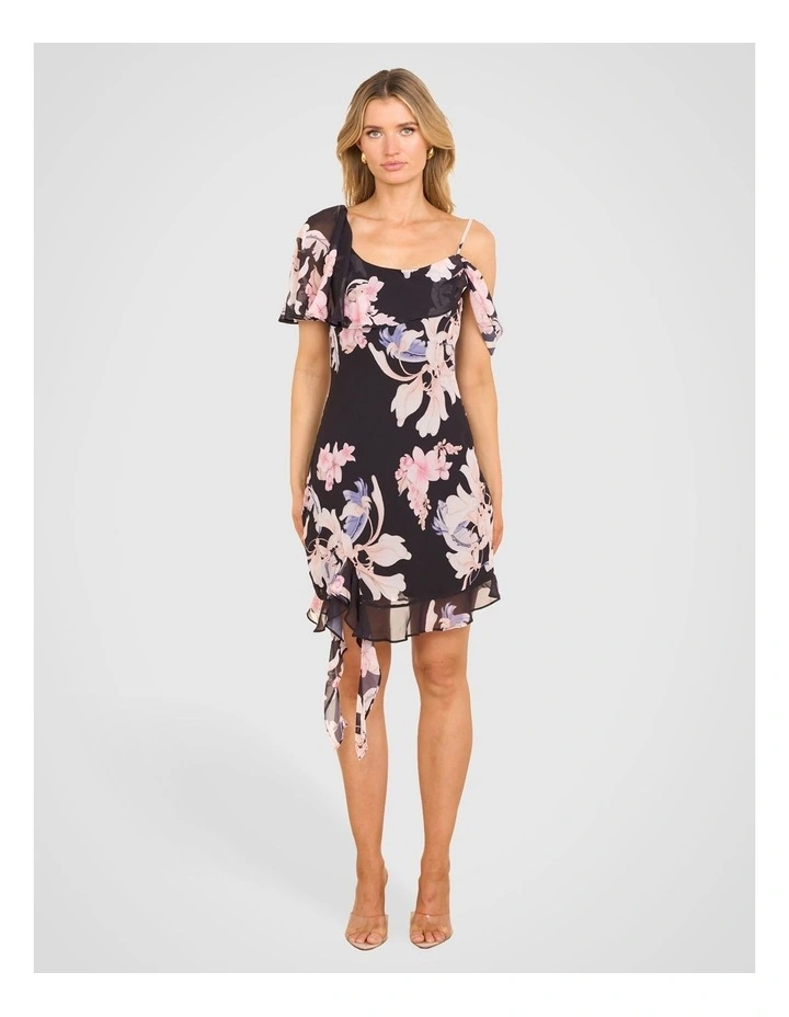 Anika Drape Neck Mini Dress in Multi image 5