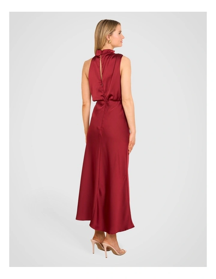 Briar High Neck Midi Dress in Burgundy image 2
