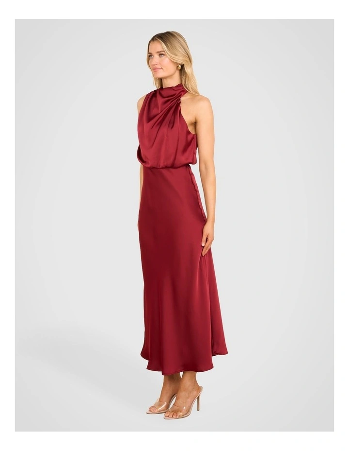 Briar High Neck Midi Dress in Burgundy image 3