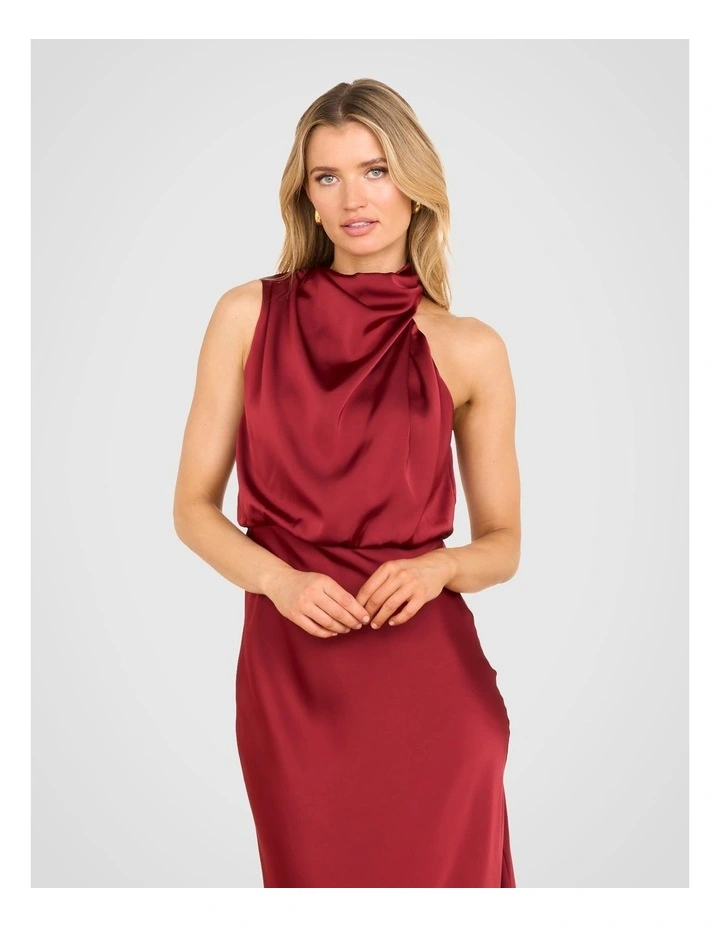 Briar High Neck Midi Dress in Burgundy image 4