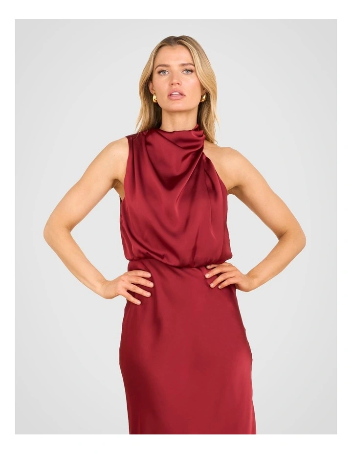 Briar High Neck Midi Dress in Burgundy image 5
