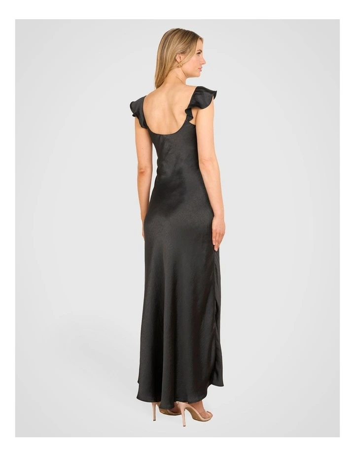 Mirabel Flutter Sleeve Dress in Black image 2