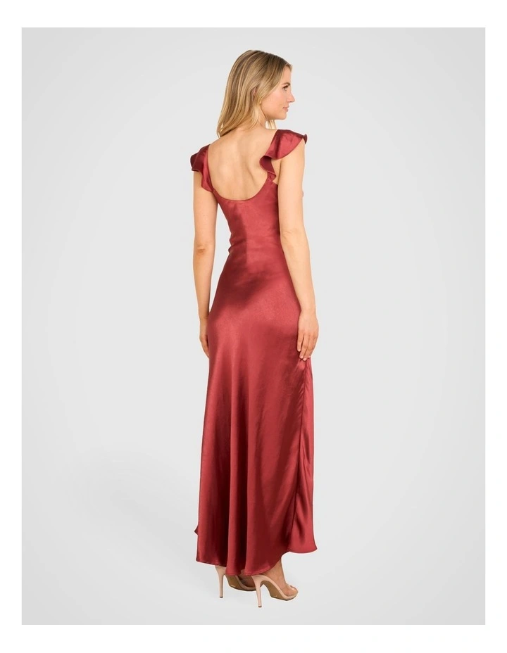 Mirabel Flutter Sleeve Dress in Brown image 2