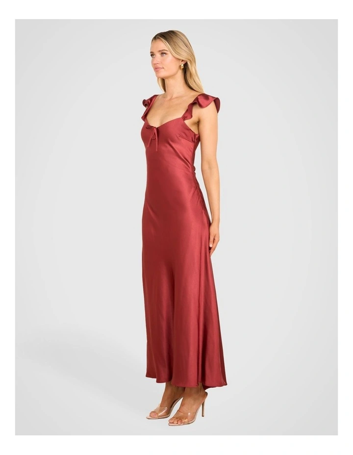 Mirabel Flutter Sleeve Dress in Brown image 3
