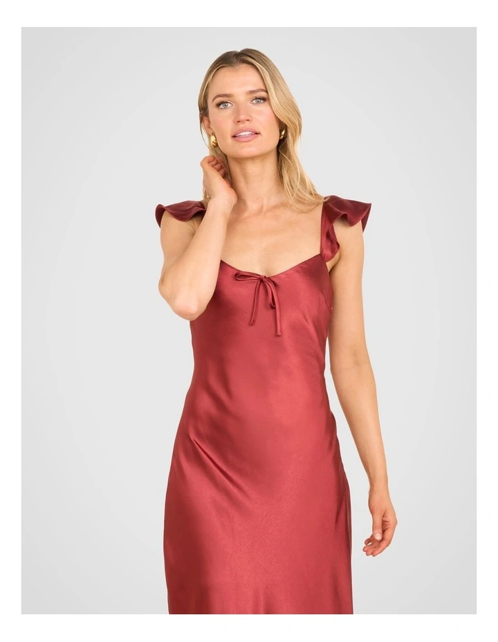 Mirabel Flutter Sleeve Dress in Brown image 4
