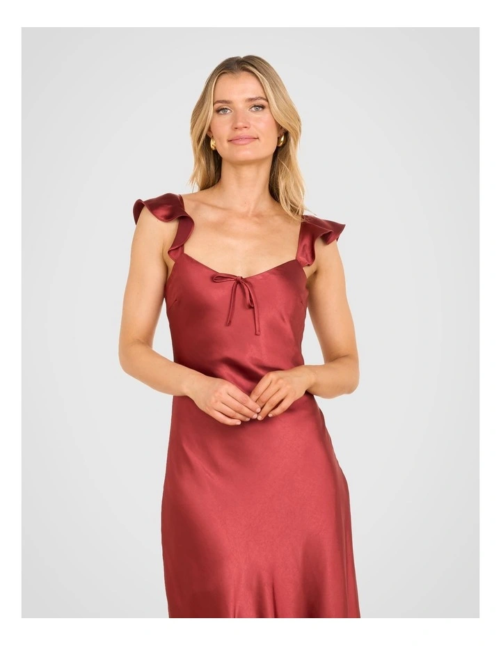 Mirabel Flutter Sleeve Dress in Brown image 5