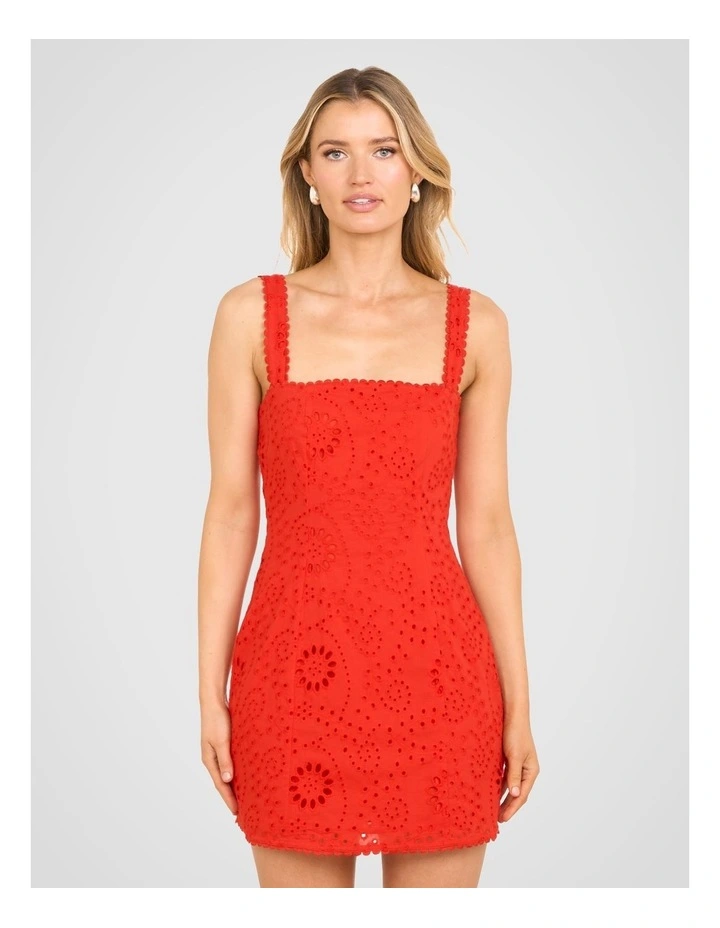 Sophie Square Neck Mini Dress in Red image 1