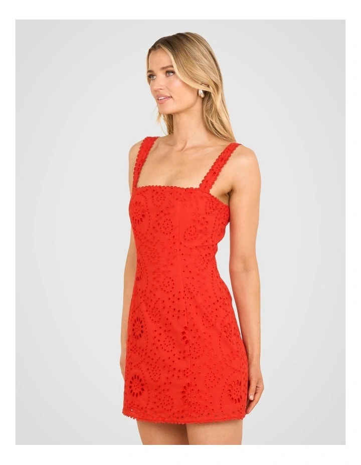 Sophie Square Neck Mini Dress in Red image 3