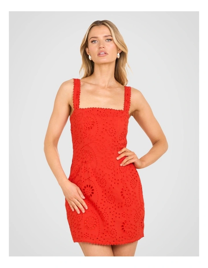 Sophie Square Neck Mini Dress in Red image 4