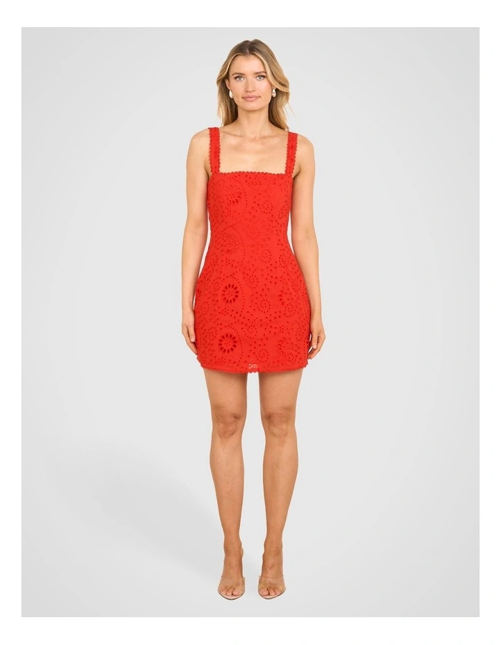 Sophie Square Neck Mini Dress in Red image 5