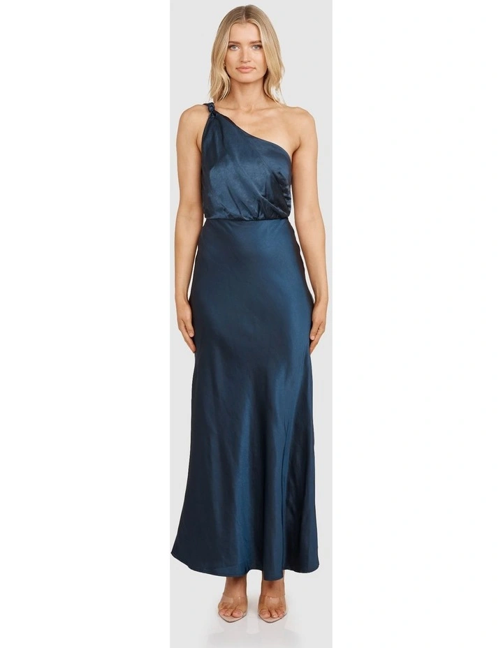 Pilgrim Ada One Shoulder Satin Dress in Navy MYER