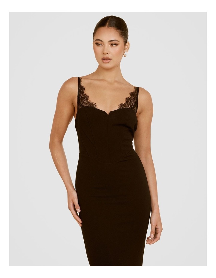 pilgrim black lace dress Jamie Black Floral Lace Stitching Long Sleeve Dress / L