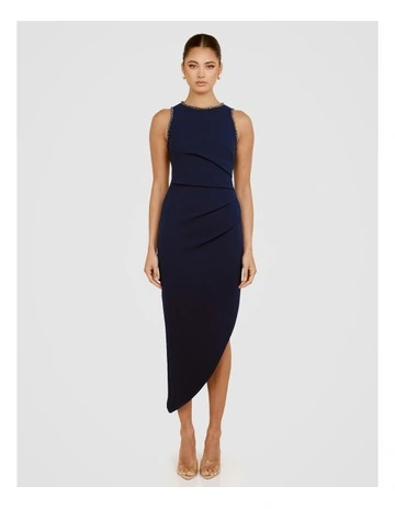 Dimitri High Neck Midi Dress in Grey