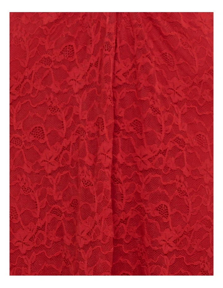 Calista Strapless Lace Gown in Red image 6