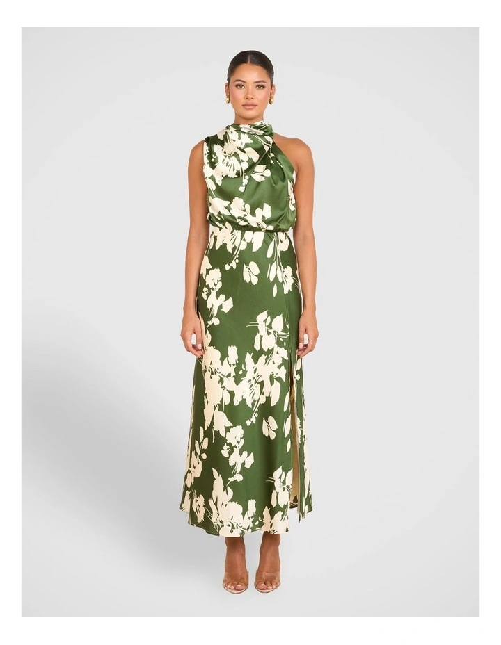 Demelza Satin Midi Dress in Multi image 1