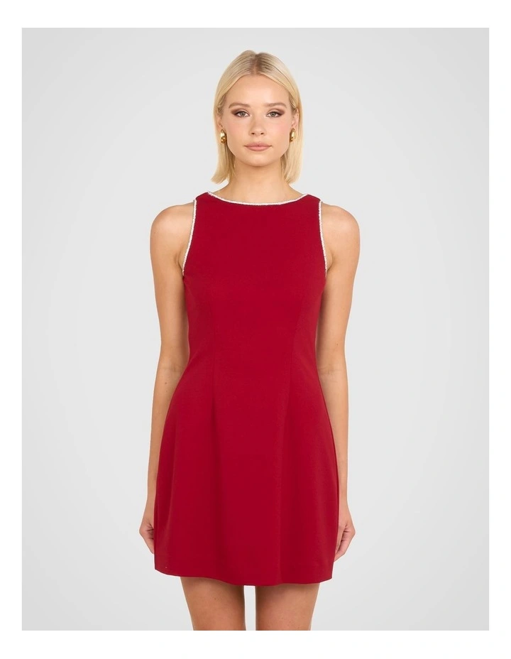 Farah Sleeveless Mini Dress in Red image 1