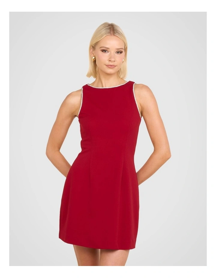 Farah Sleeveless Mini Dress in Red image 4