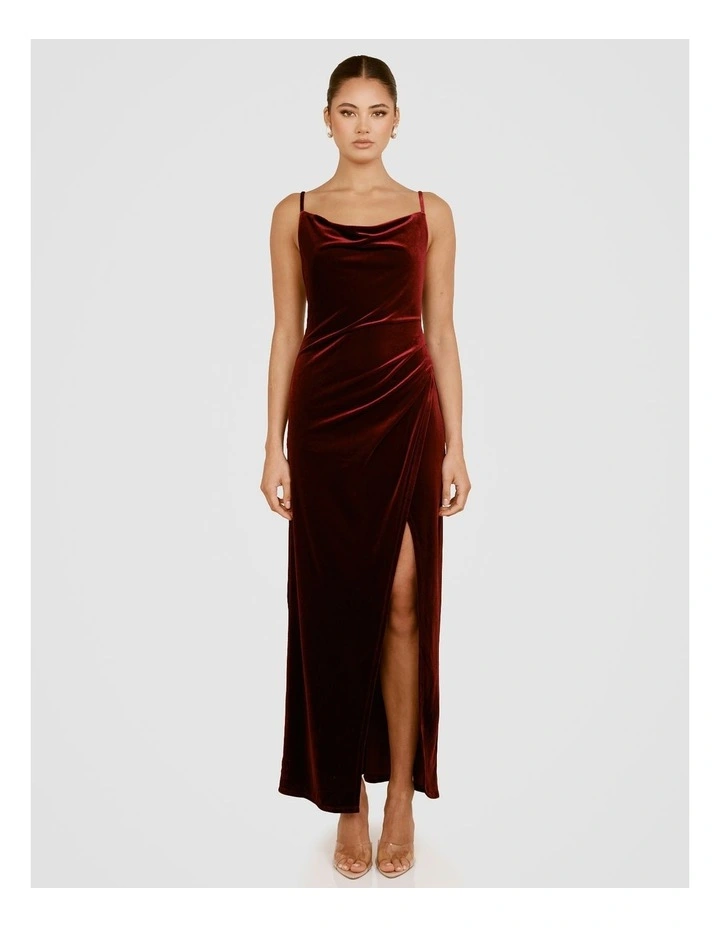 Ria Cowl Neck Maxi Dress in Burgundy image 1