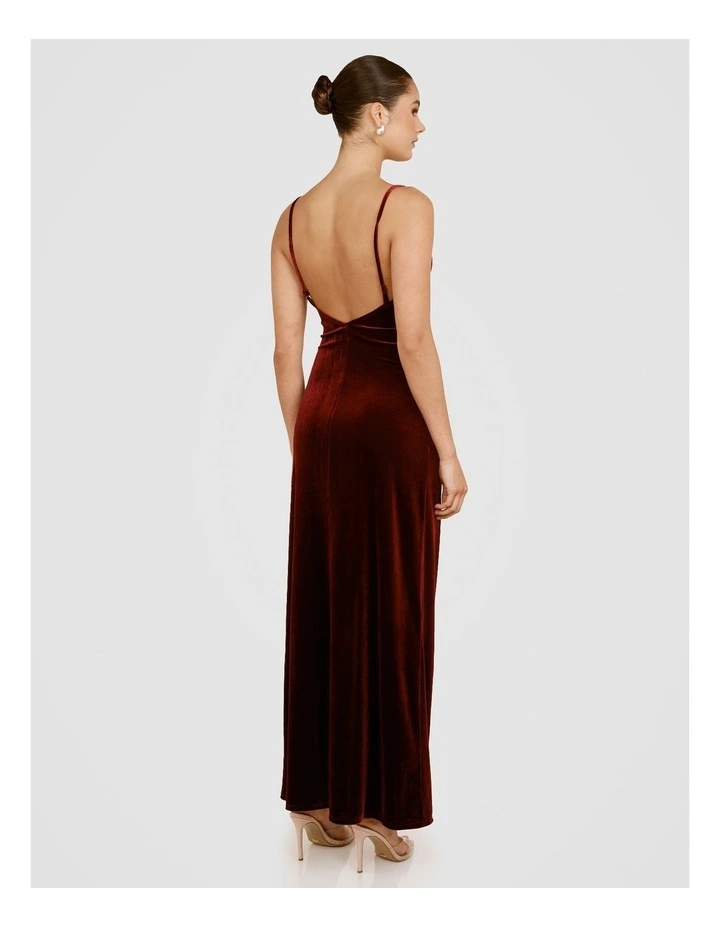 Ria Cowl Neck Maxi Dress in Burgundy image 2