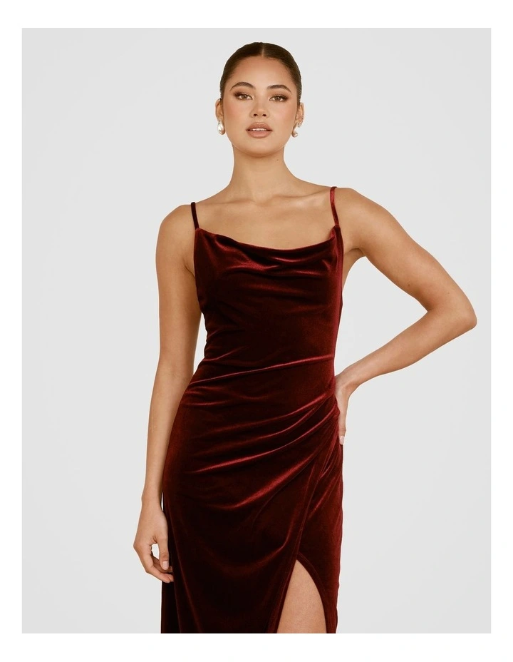 Ria Cowl Neck Maxi Dress in Burgundy image 4