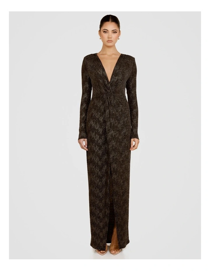 Madalen V-Neck Knot Gown in Black image 1