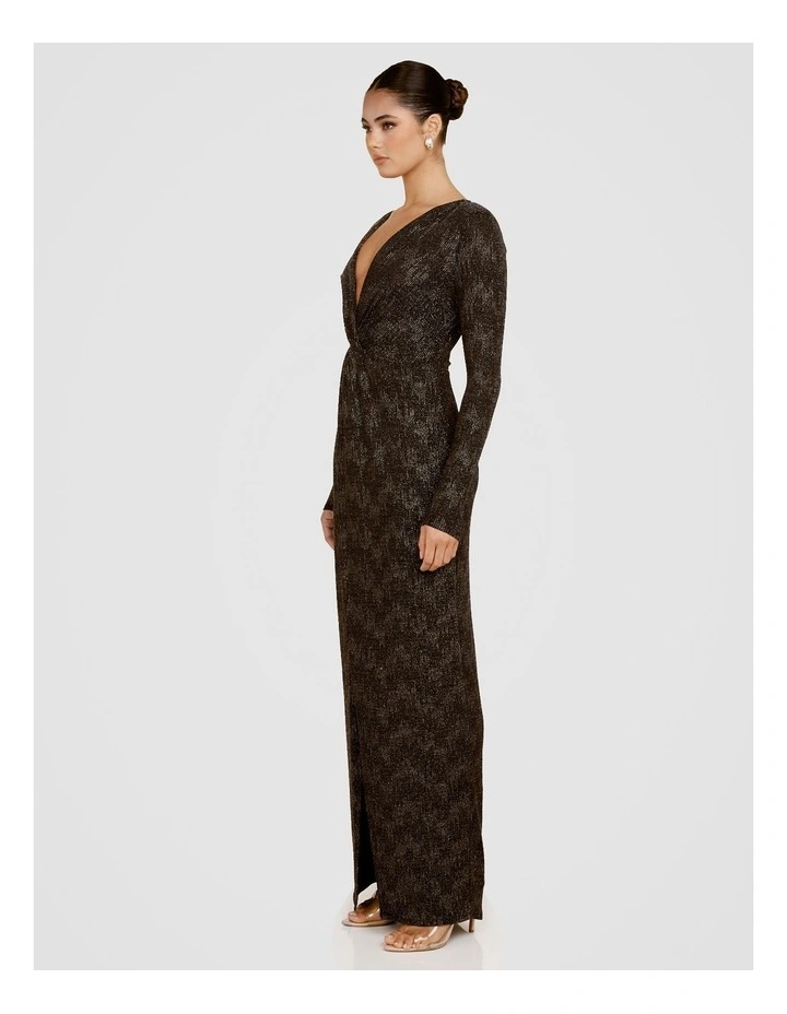 Madalen V-Neck Knot Gown in Black image 3