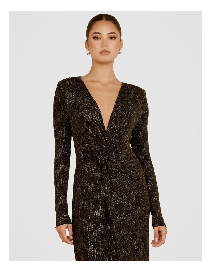 Madalen V-Neck Knot Gown in Black image 4