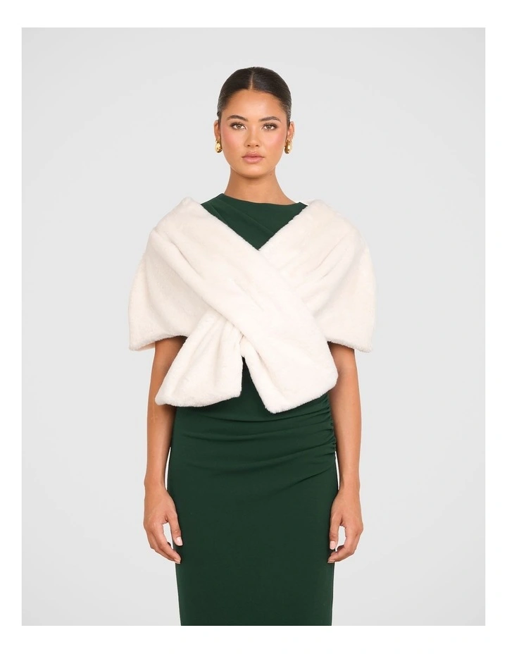 Elina Faux Fur Stole in Cream image 1