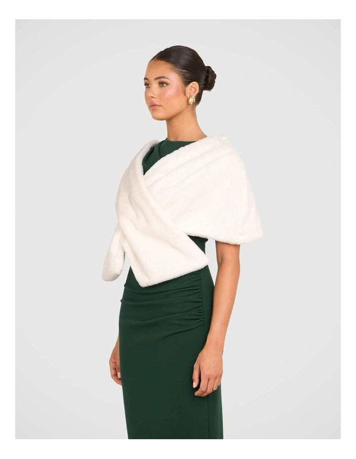 Elina Faux Fur Stole in Cream image 3