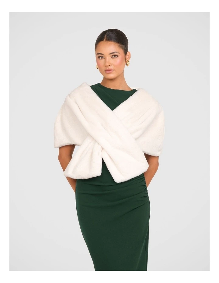 Elina Faux Fur Stole in Cream image 4