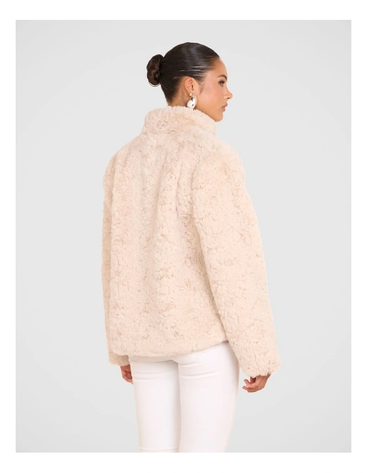 Elara Faux Fur Jacket in Beige image 2