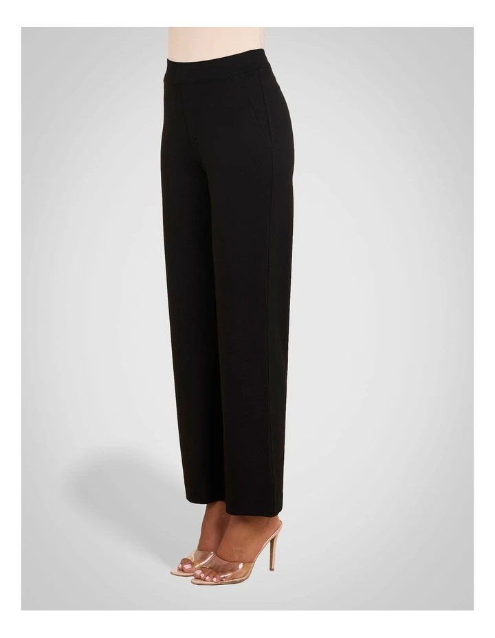 Palmer Wide Leg Ponte Pant in Black image 3