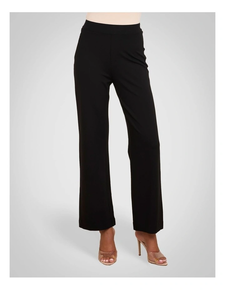 Palmer Wide Leg Ponte Pant in Black image 4