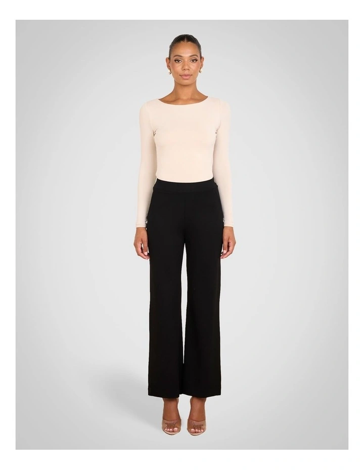 Palmer Wide Leg Ponte Pant in Black image 5