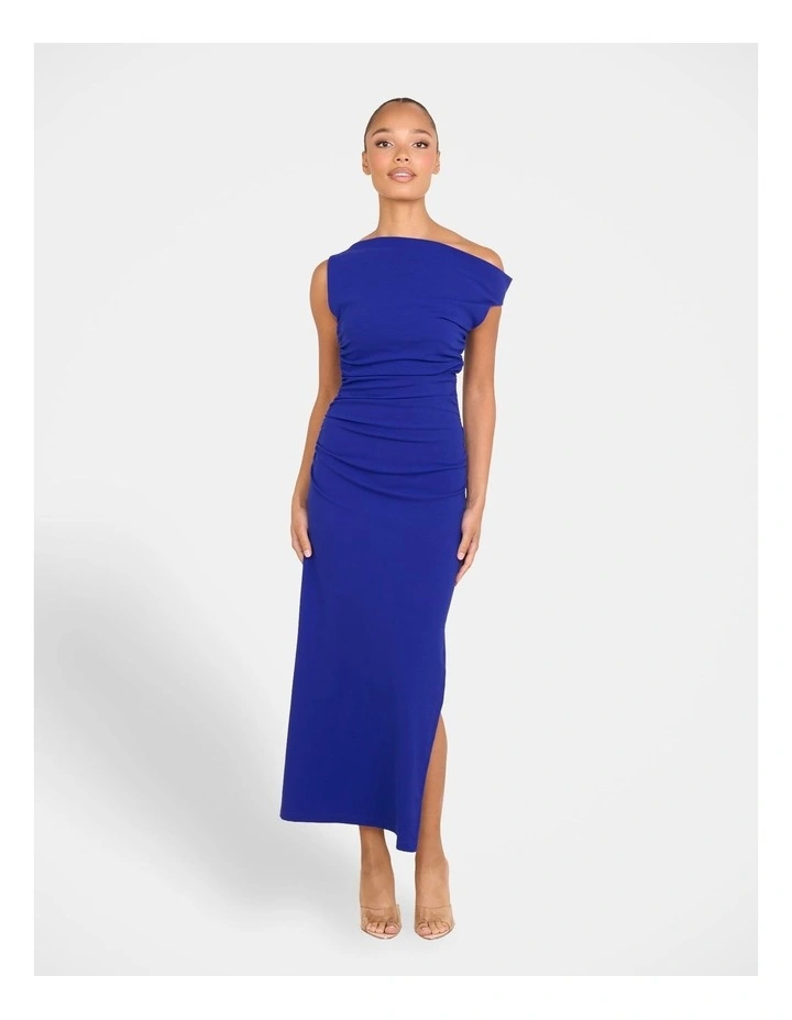 Analiese One Shoulder Dress in Blue image 1